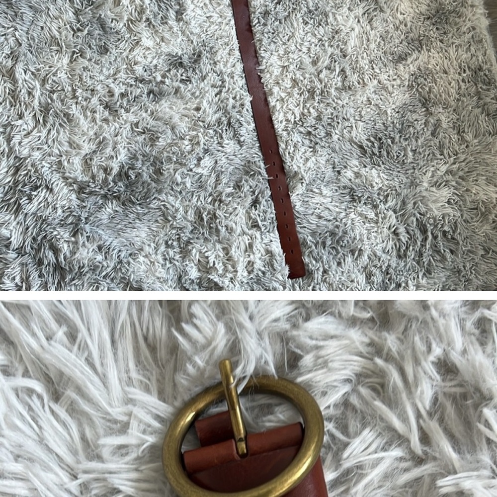 ba&sh Cognac Leather Belt with Brass Buckle